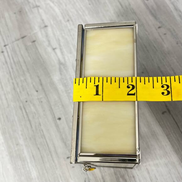 Vintage Dicksons Stained Glass Sentiment Box Floral Butterfly Trinket Jewelry - Picture 10 of 10